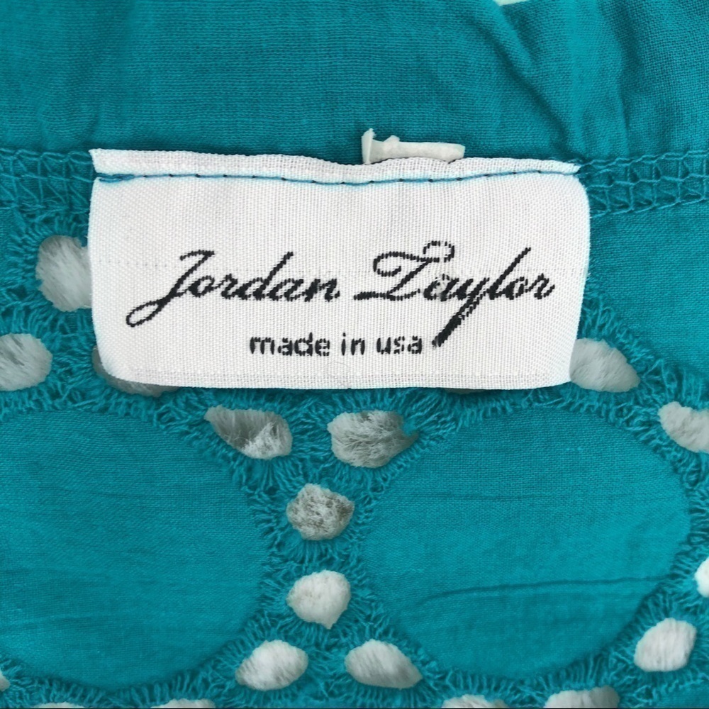 Jordan Taylor Women’s L Blue Eyelet Swim Coverup V Neck Sleeveless Summer Top - Picture 6 of 7